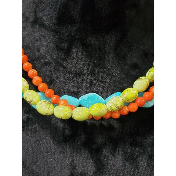 Premiere Designs Three Strand Orange Green Aqua Women’s Necklace 18” Sta… - Picture 4 of 7